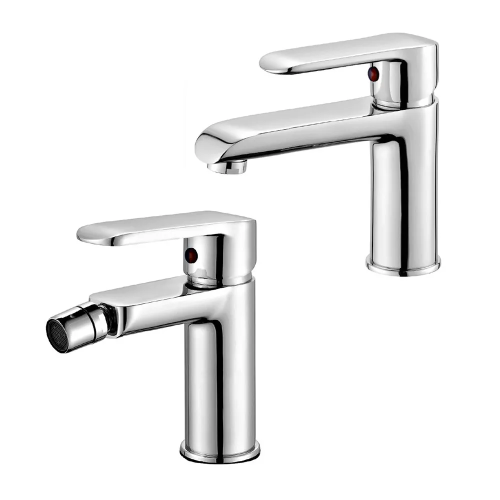 foto del prodotto set miscelatori lavabo e bidet cromati serie dalila piletta inclusa