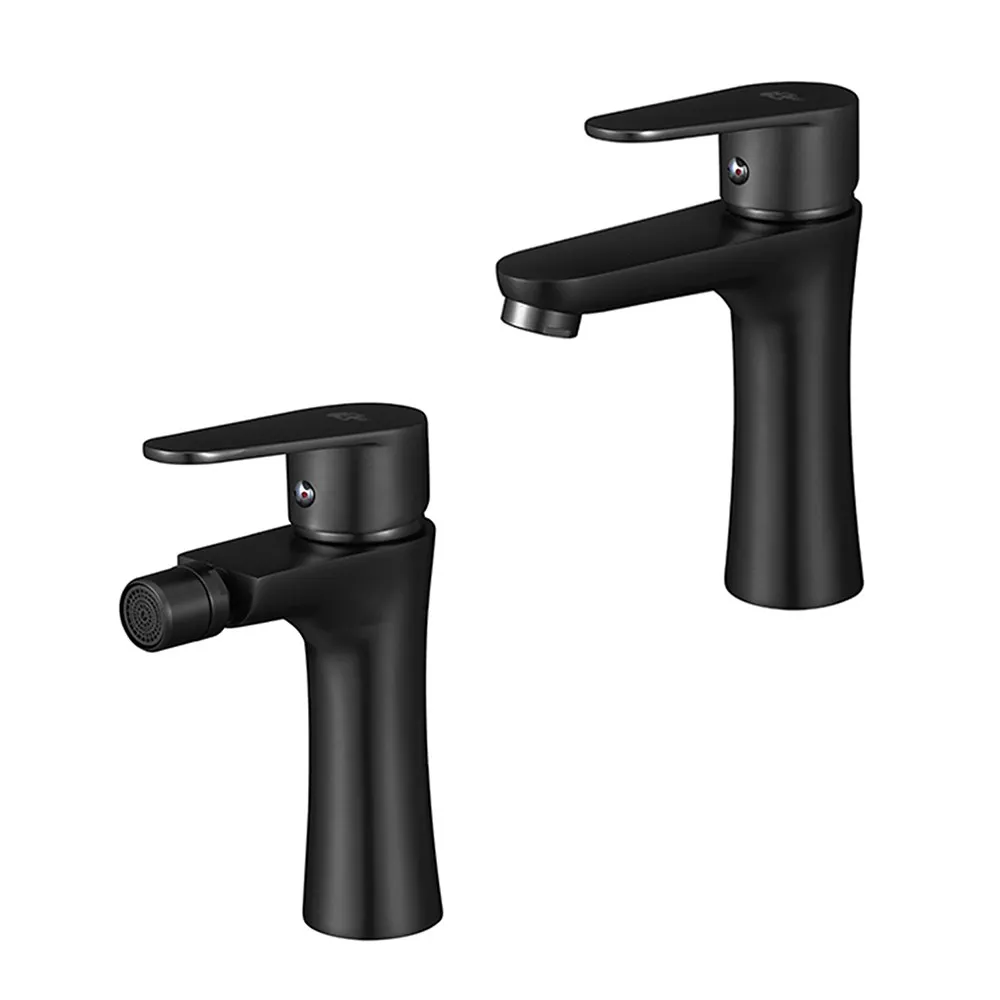 foto del prodotto set miscelatori lavabo e bidet nero opaco serie lizzy in ottone