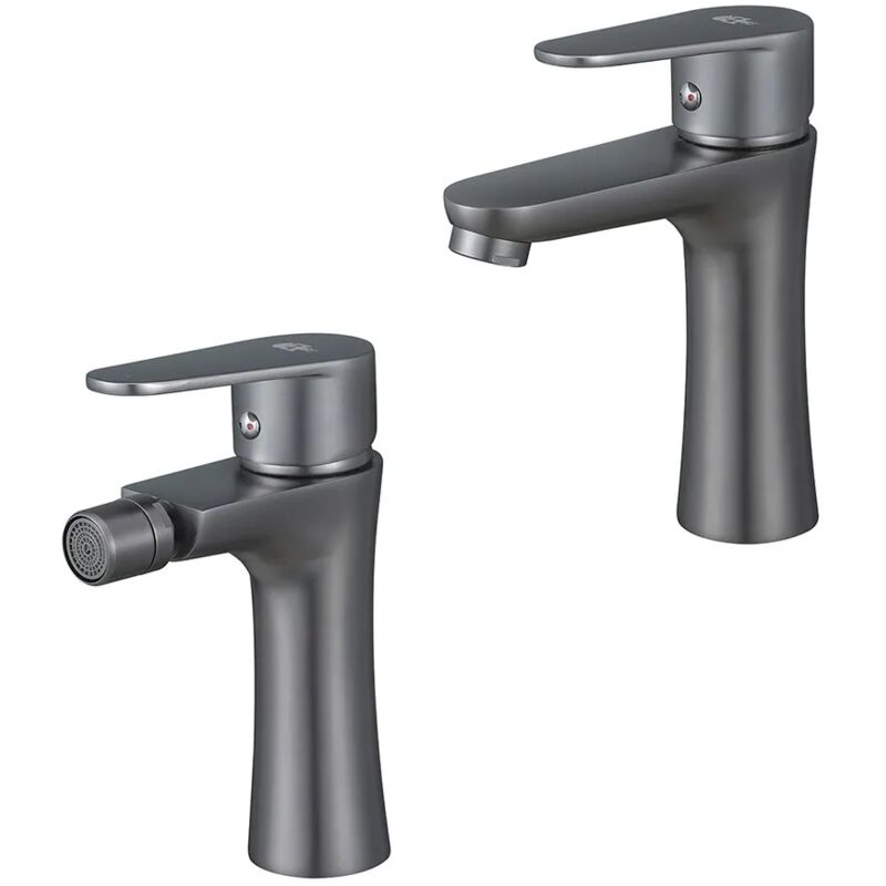 foto del prodotto set miscelatori lavabo e bidet nichel nero satinato serie lizzy in ottone