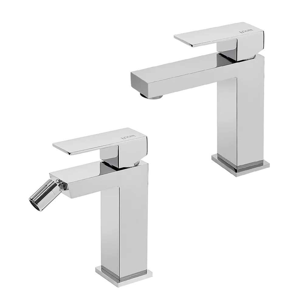 foto del prodotto set miscelatori lavabo e bidet serie italia in ottone cromato