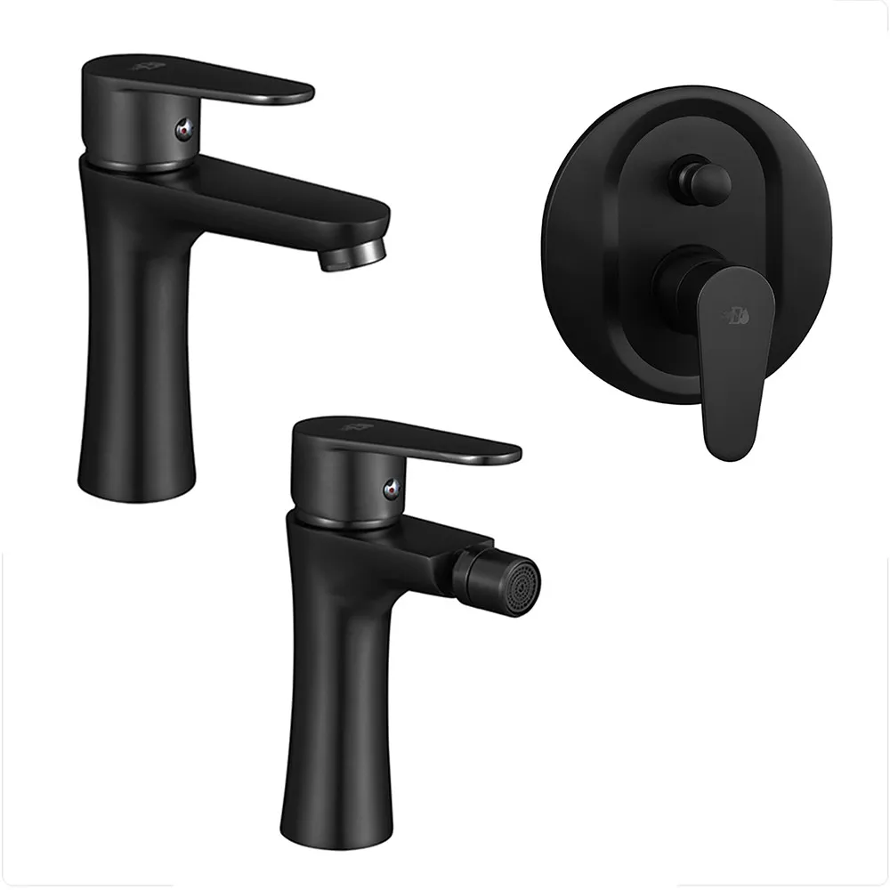 foto del prodotto set miscelatori nero opaco lavabo bidet incasso doccia con deviatore lizzy