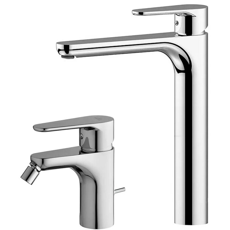 foto del prodotto set miscelatori paffoni green lavabo alto e bidet con scarico incluso