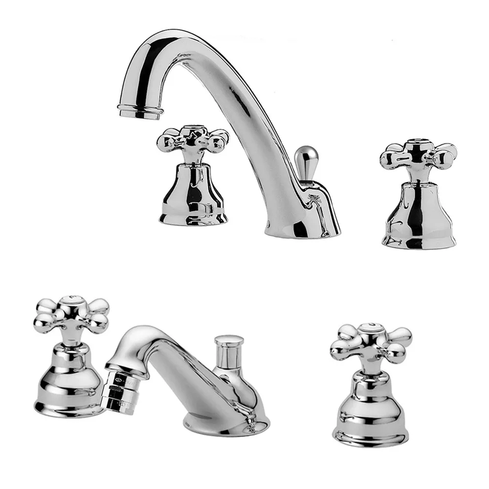 foto del prodotto set miscelatori paffoni iris lavabo canna alta e bidet con scarico incluso
