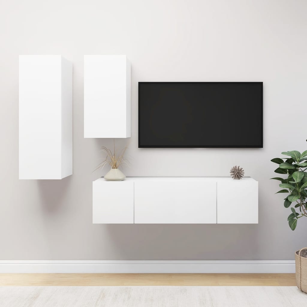 foto del prodotto set mobile tv 4 pz bianco in truciolato cod mxl 14691