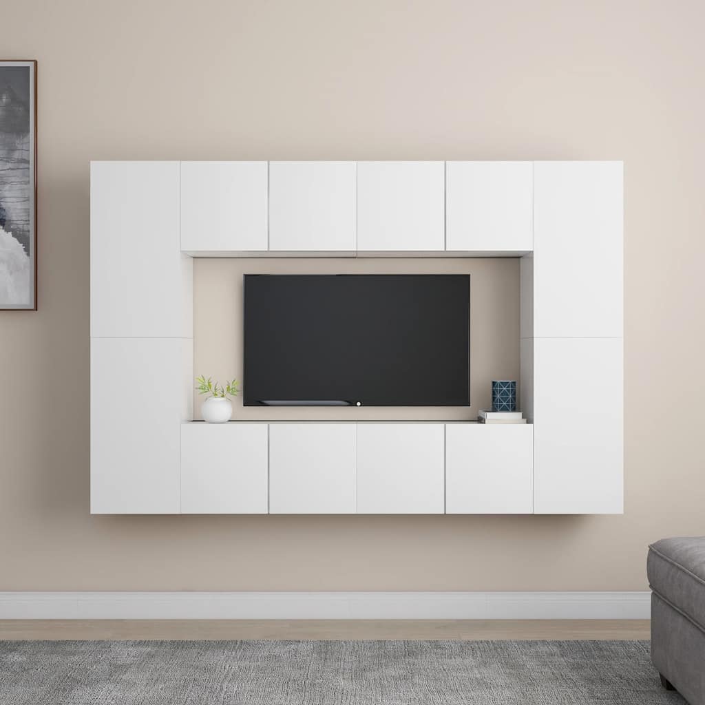 foto del prodotto set mobile tv 8 pz bianco in truciolato cod mxl 33892