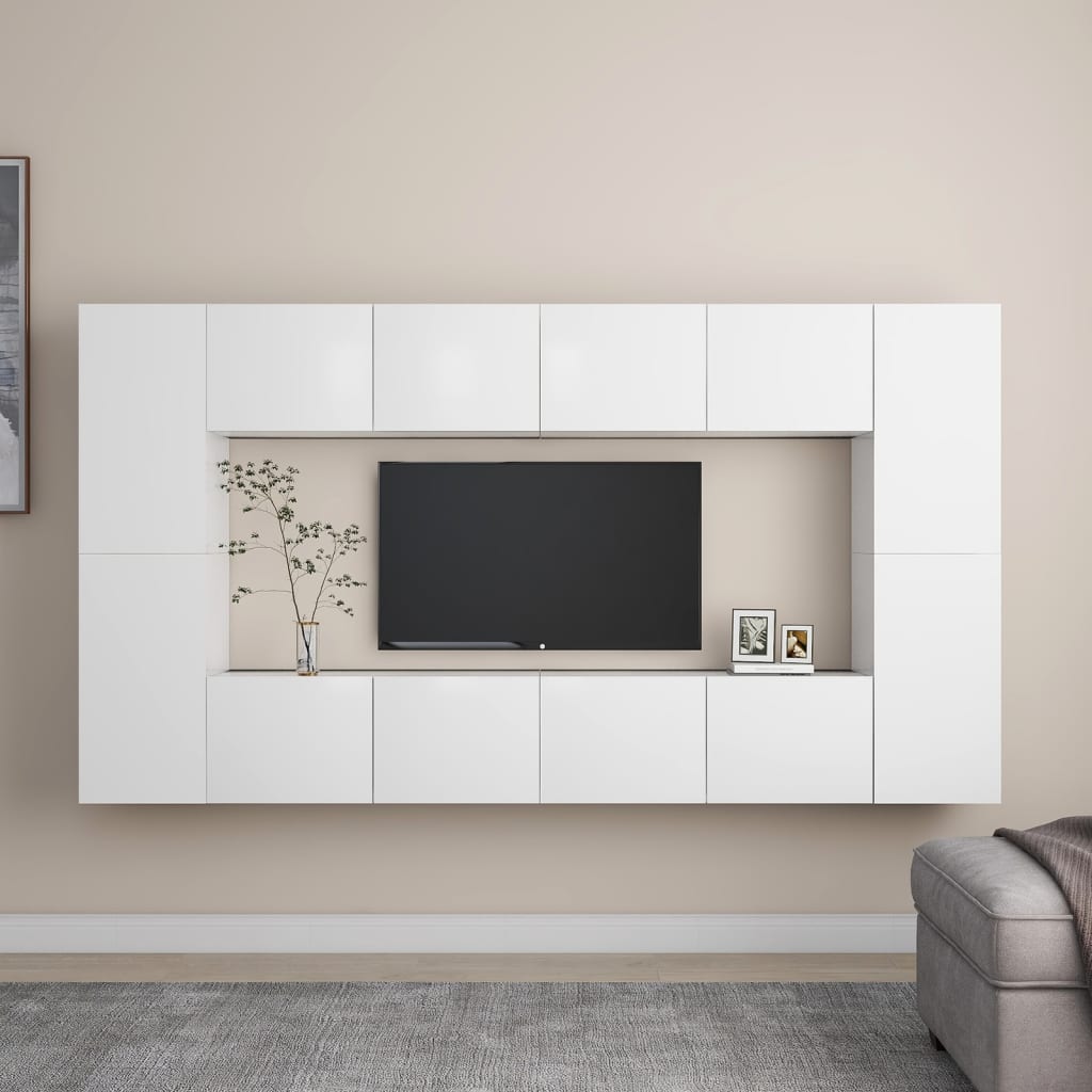 foto del prodotto set mobile tv 8 pz bianco in truciolato cod mxl 33893