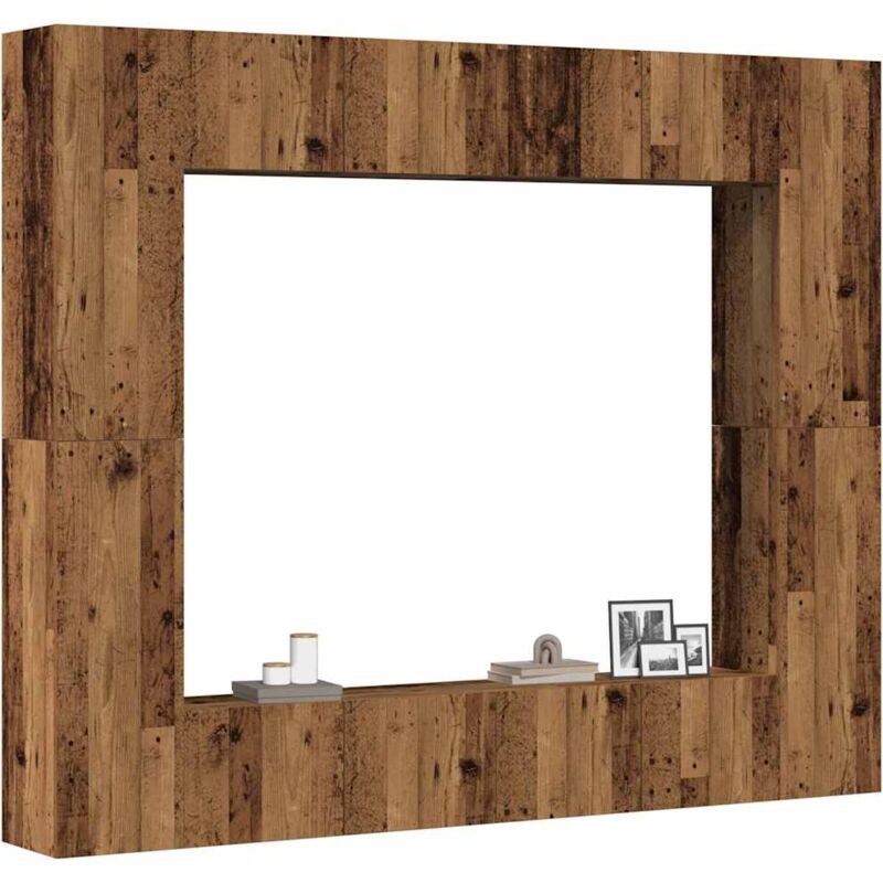 foto del prodotto set mobile tv 8 pz montato a parete legno antico in truciolato vidaxl
