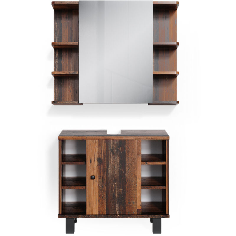 foto del prodotto set mobili bagno fynn, rovere rustico, 2 parti vicco
