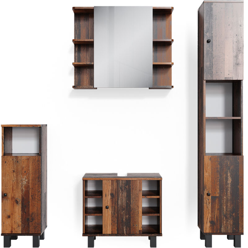 foto del prodotto set mobili bagno fynn, rovere rustico, 4 parti vicco