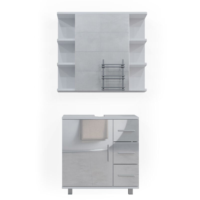 foto del prodotto set mobili bagno ilias, bianco lucido, 2 parti vicco