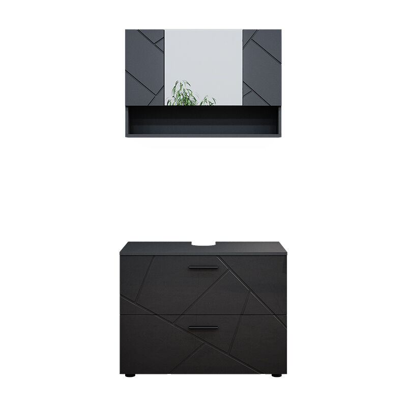 foto del prodotto set mobili bagno irma, antracite lucido, 2 parti, mobile base 80 cm vicco