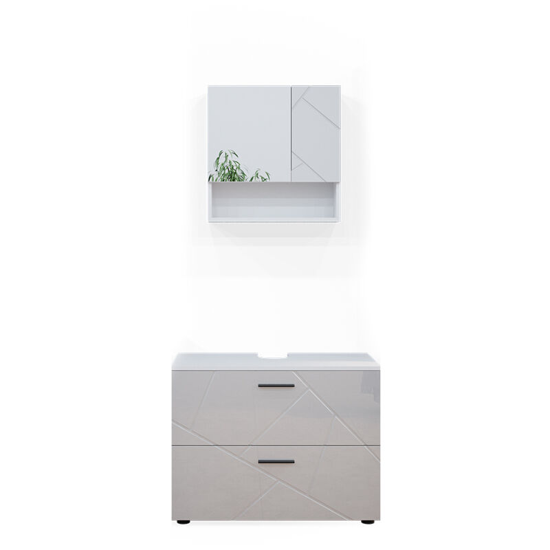 foto del prodotto set mobili bagno irma, bianco lucido, 2 parti vicco