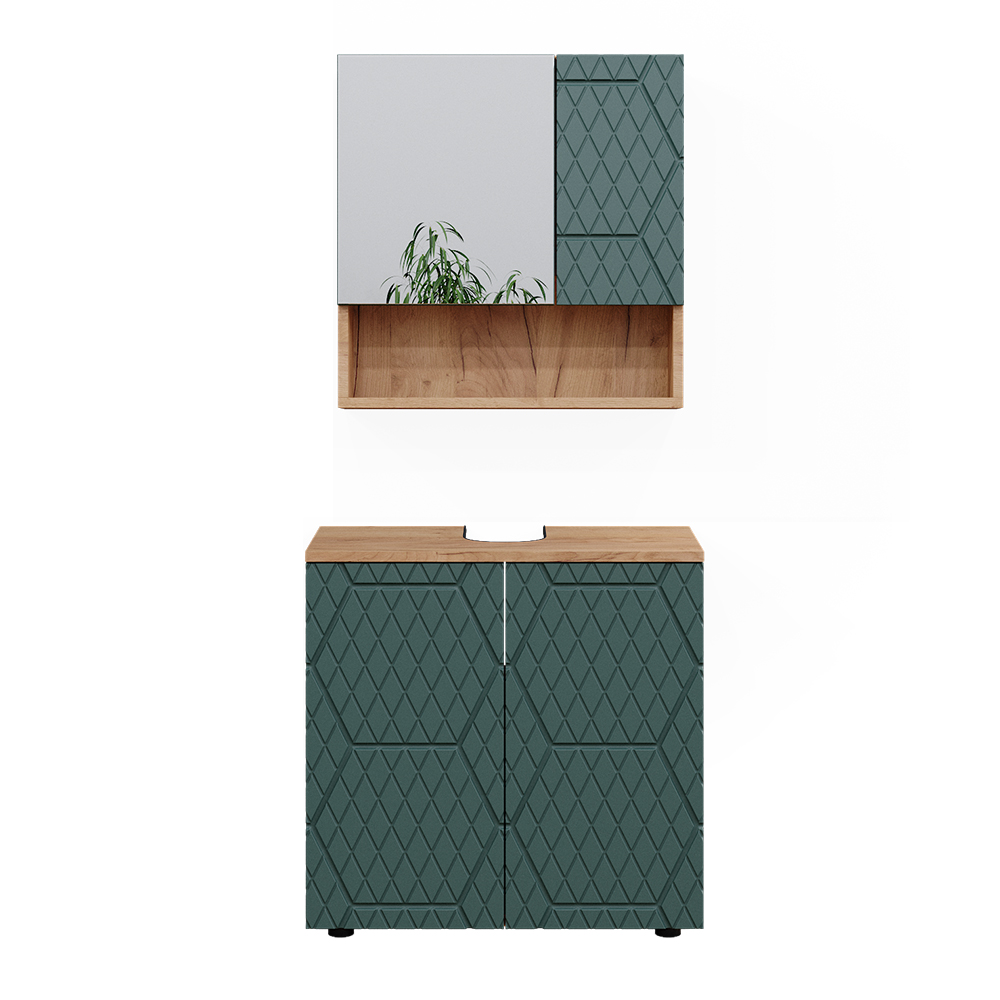 foto del prodotto set mobili bagno irma, verde, 2 parti, base 60 cm vicco