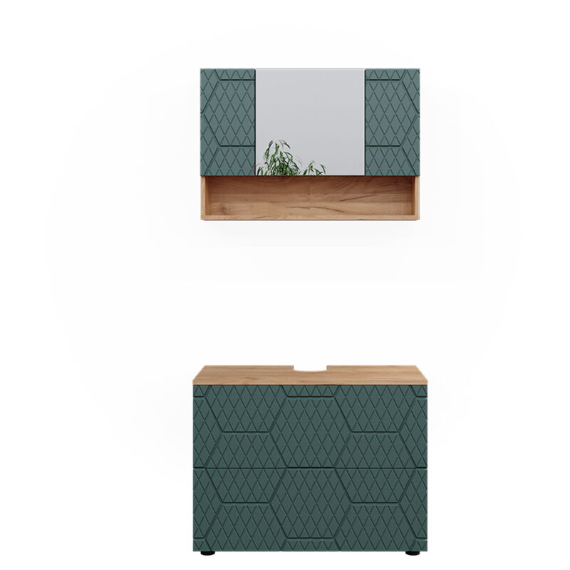 foto del prodotto set mobili bagno irma, verde, 2 parti, base 80 cm vicco