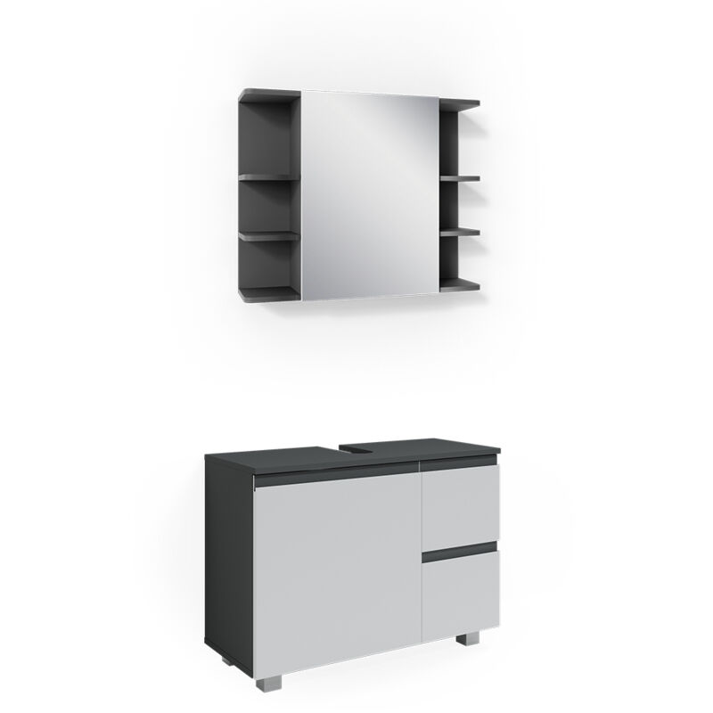 foto del prodotto set mobili bagno j shape, antracite, 2 parti vicco