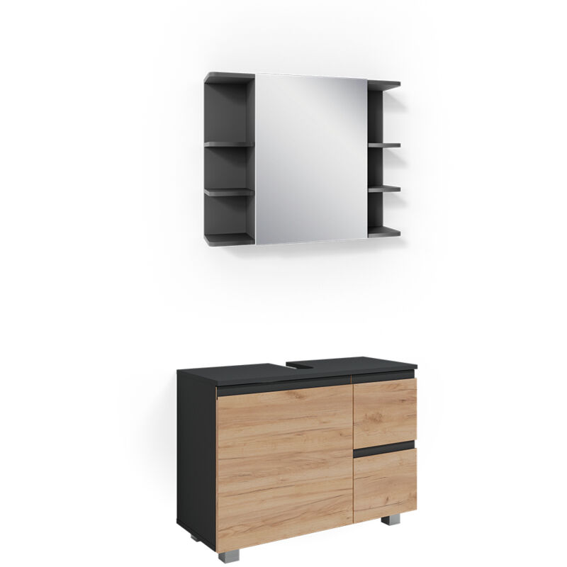foto del prodotto set mobili bagno j shape, grigio, 2 parti vicco