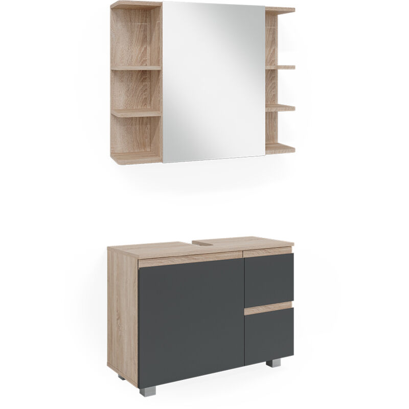 foto del prodotto set mobili bagno j shape, sonoma, 2 parti vicco