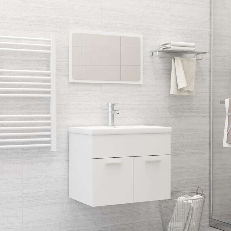 foto del prodotto set mobili da bagno 2 pz bianco in legno multistrato vidaxl