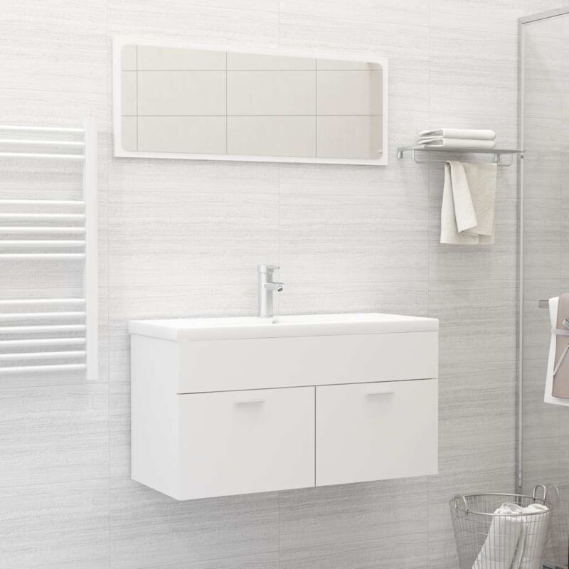 foto del prodotto set mobili da bagno 2 pz bianco in legno multistrato vidaxl
