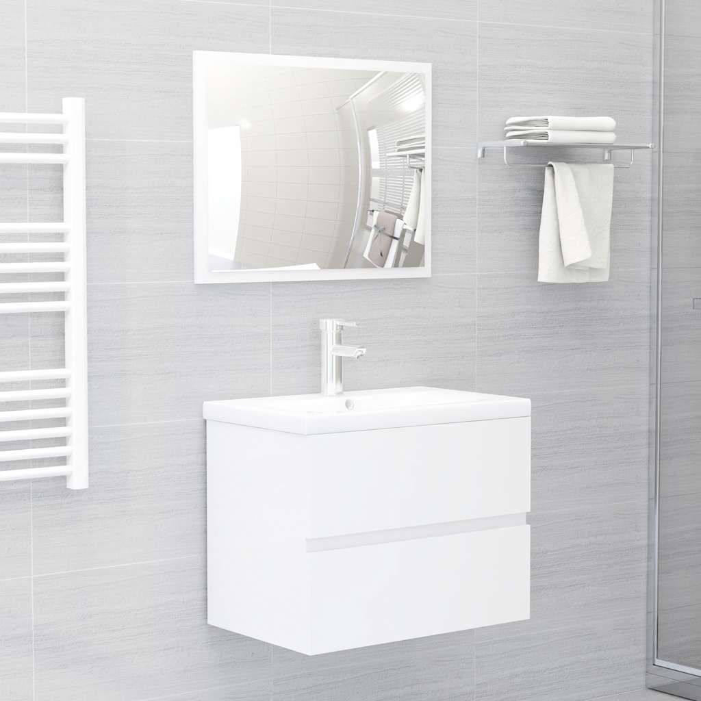 foto del prodotto set mobili da bagno 2 pz bianco lucido in legno multistrato vidaxl