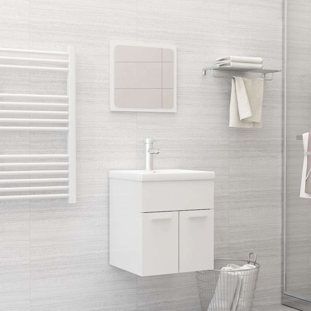 foto del prodotto set mobili da bagno 2 pz bianco lucido in truciolato cod mxl 60668