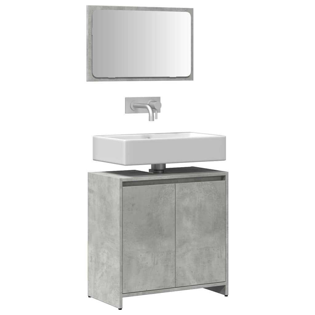 foto del prodotto set mobili da bagno 2 pz grigio cemento in legno multistrato
