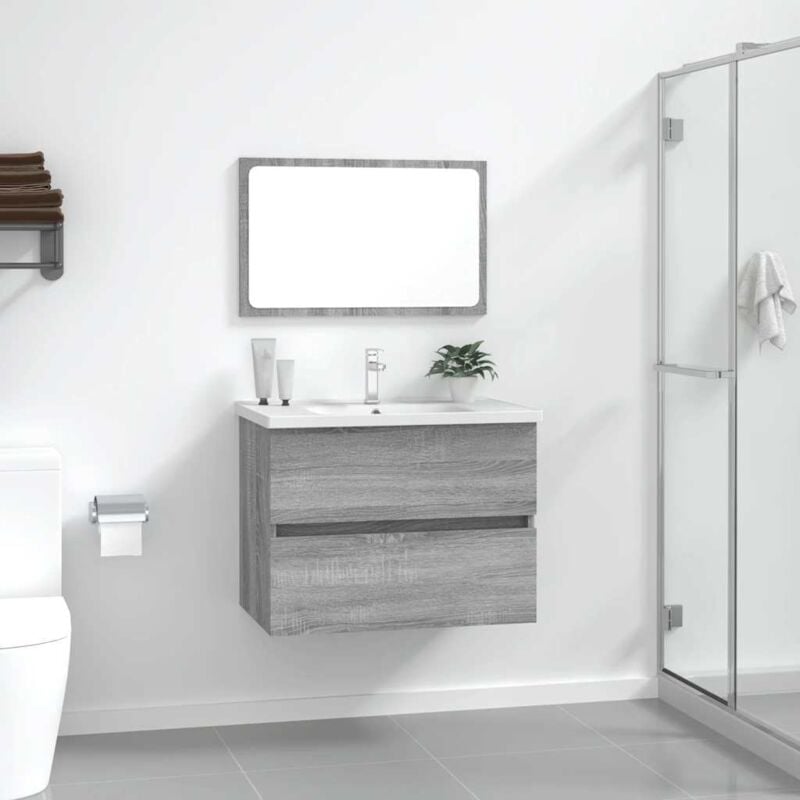 foto del prodotto set mobili da bagno 2 pz grigio sonoma in legno multistrato vidaxl