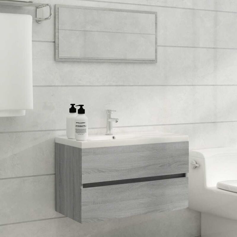 foto del prodotto set mobili da bagno 2 pz grigio sonoma in legno multistrato vidaxl