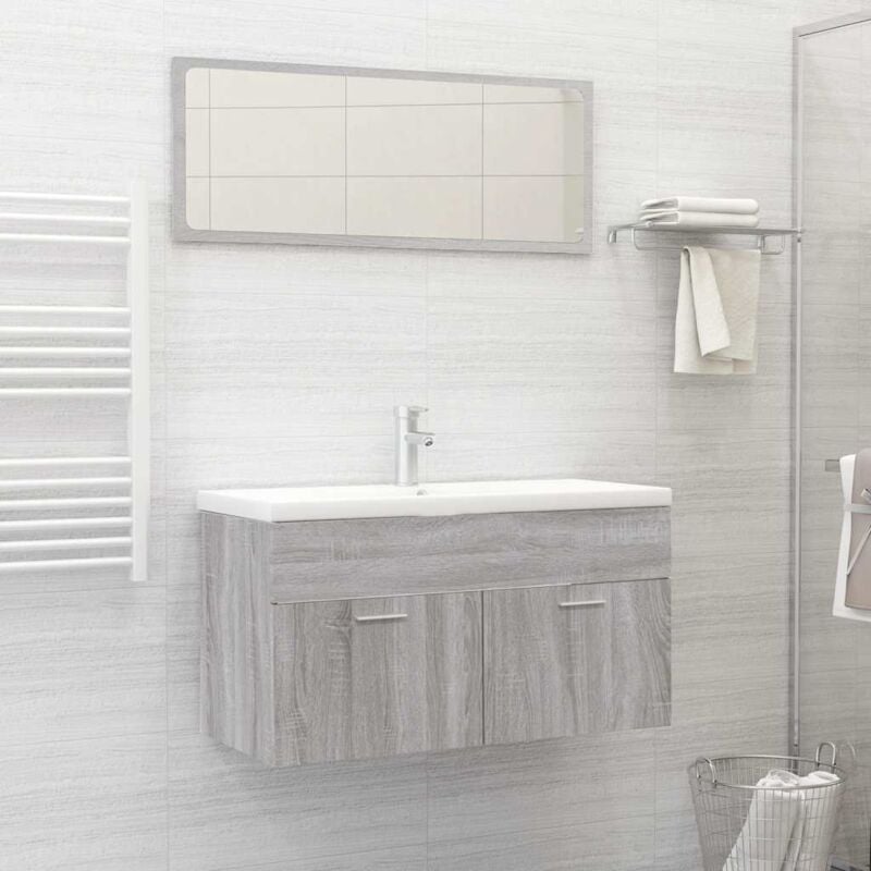 foto del prodotto set mobili da bagno 2 pz grigio sonoma in legno multistrato vidaxl
