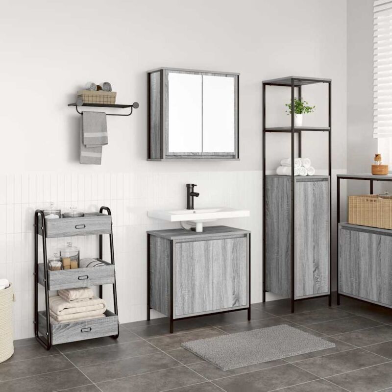 foto del prodotto set mobili da bagno 2 pz grigio sonoma in legno multistrato vidaxl