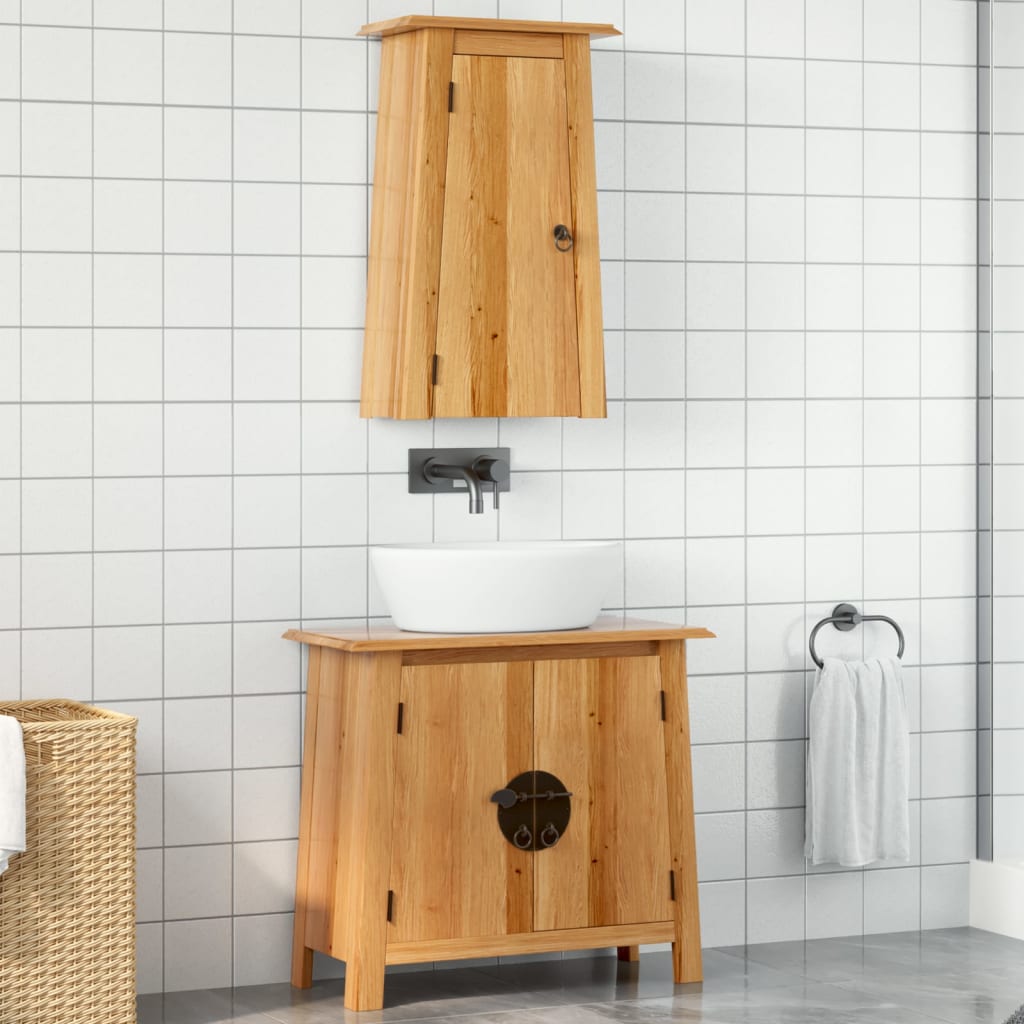 foto del prodotto set mobili da bagno 2 pz in legno massello di pinocod mxl 91890