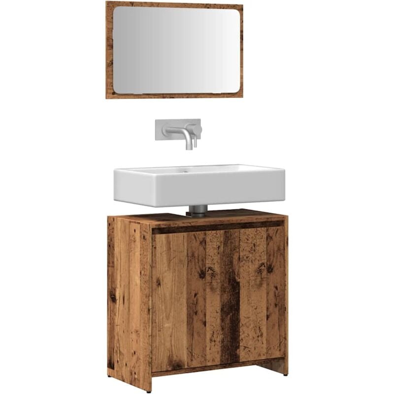 foto del prodotto set mobili da bagno 2 pz legno antico in legno multistrato vidaxl