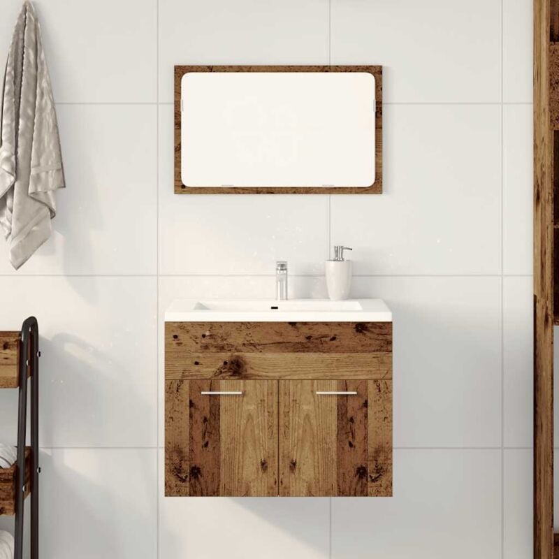foto del prodotto set mobili da bagno 2 pz legno antico in legno multistrato vidaxl
