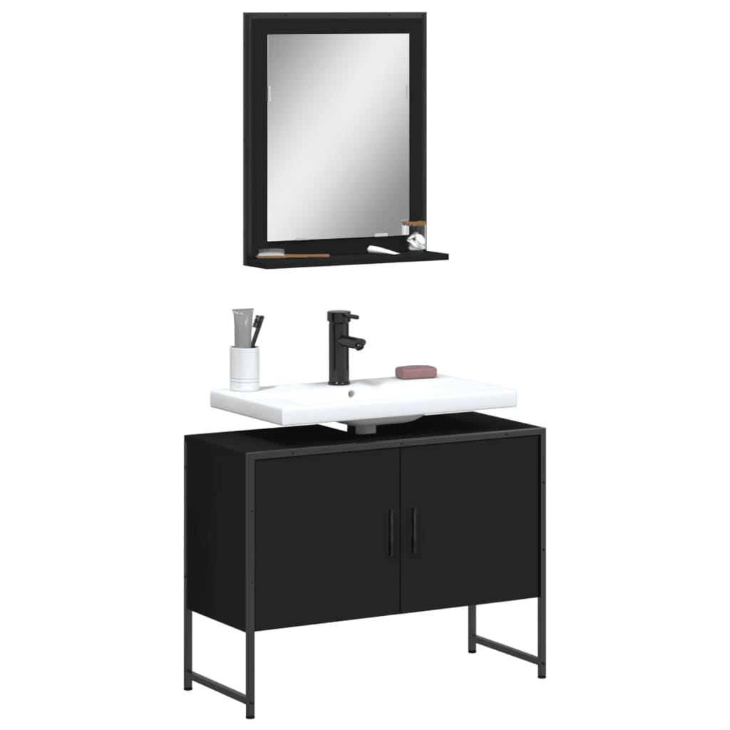 foto del prodotto set mobili da bagno 2 pz nero in legno multistratocod mxl 114918