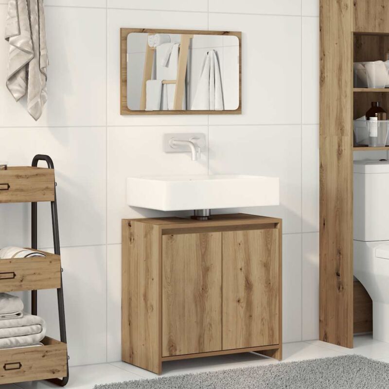 foto del prodotto set mobili da bagno 2 pz rovere artigianale legno multistrato vidaxl