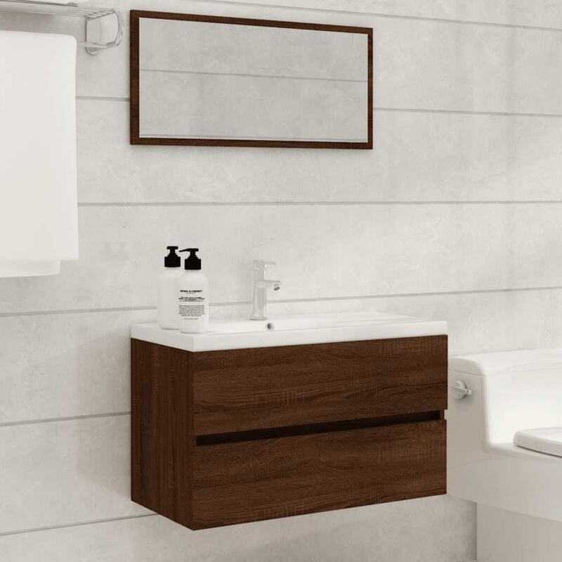 foto del prodotto set mobili da bagno 2 pz rovere marrone in legno multistrato vidaxl