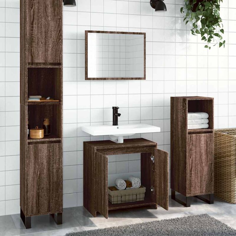 foto del prodotto set mobili da bagno 2 pz rovere marrone in legno multistrato vidaxl
