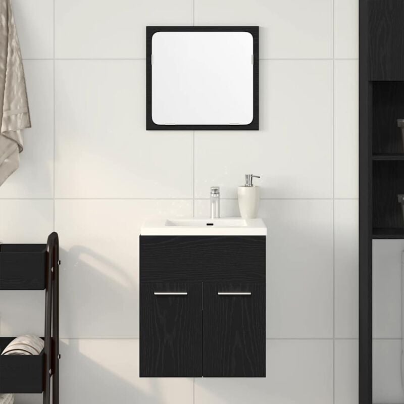 foto del prodotto set mobili da bagno 2 pz rovere nero in legno multistrato vidaxl