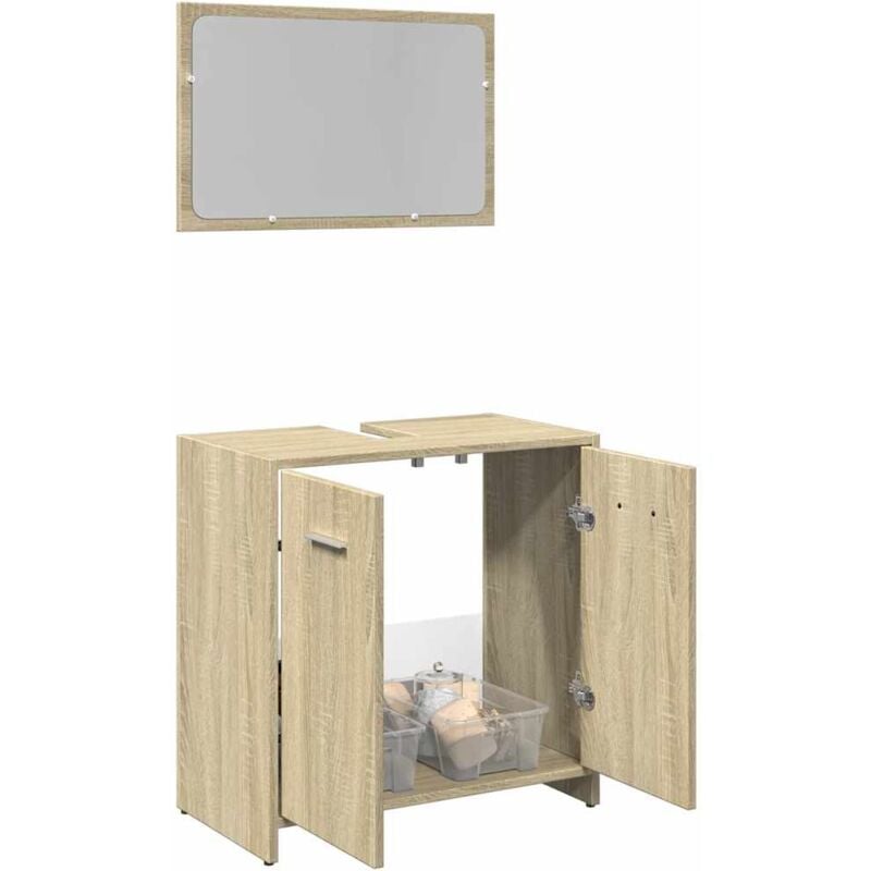 foto del prodotto set mobili da bagno 2 pz rovere sonoma in legno multistrato vidaxl