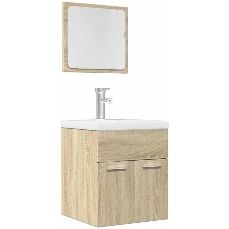foto del prodotto set mobili da bagno 2 pz rovere sonoma in legno multistrato vidaxl