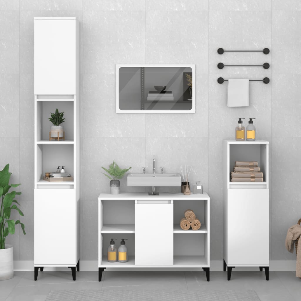 foto del prodotto set mobili da bagno 3 pz bianco in legno multistratocod mxl 77387