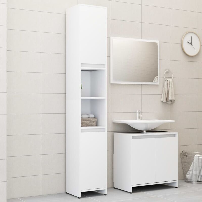 foto del prodotto set mobili da bagno 3 pz bianco in truciolato vidaxl