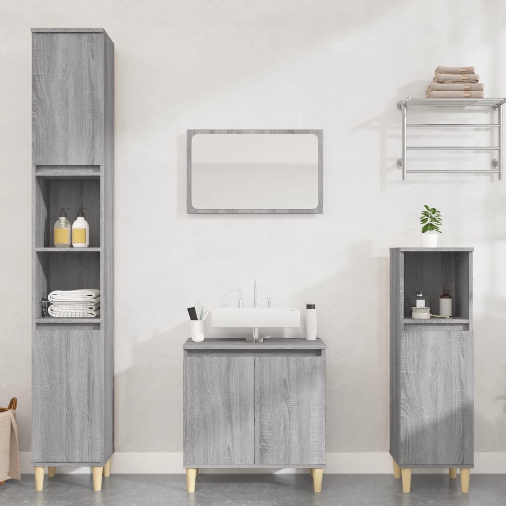 foto del prodotto set mobili da bagno 3 pz grigio sonoma in legno multistratocod mxl 101367