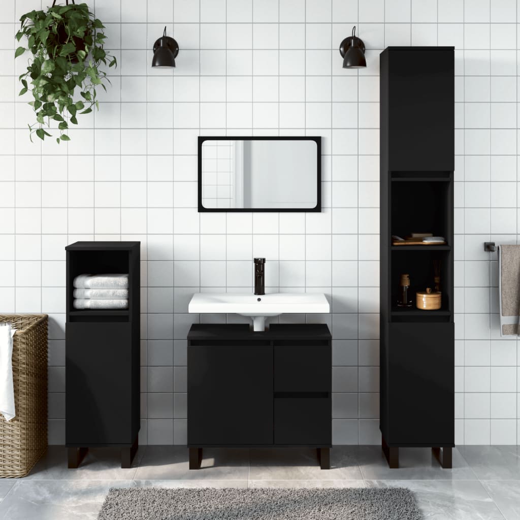 foto del prodotto set mobili da bagno 3 pz nero in legno multistratocod mxl 125385