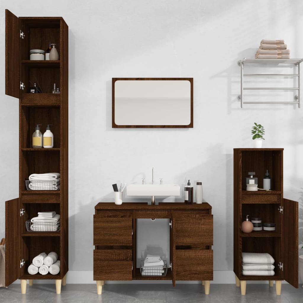 foto del prodotto set mobili da bagno 3 pz rovere marrone in legno multistratocod mxl 125308