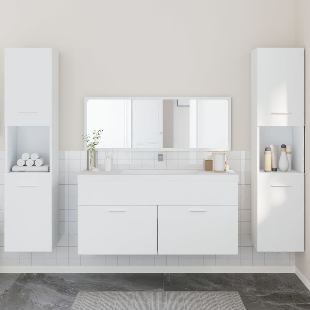 foto del prodotto set mobili da bagno 4 pz bianco in legno multistrato