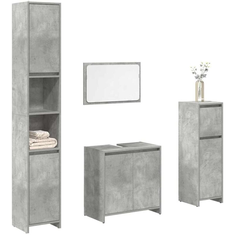 foto del prodotto set mobili da bagno 4 pz grigio cemento in legno multistrato vidaxl