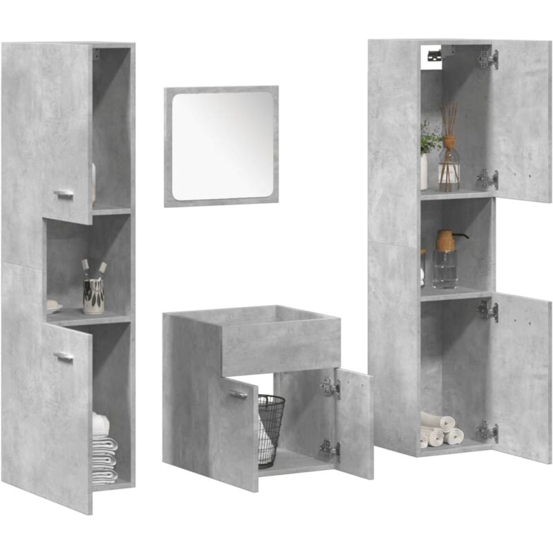 foto del prodotto set mobili da bagno 4 pz grigio cemento in legno multistrato vidaxl