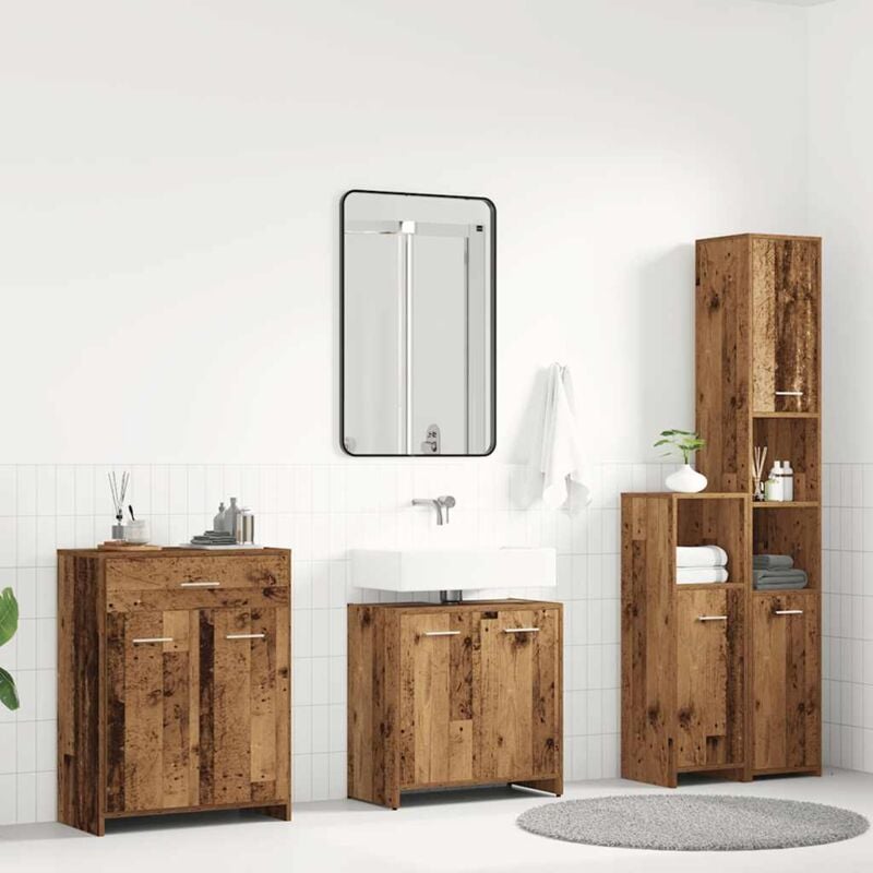 foto del prodotto set mobili da bagno 4 pz legno antico in legno multistrato vidaxl