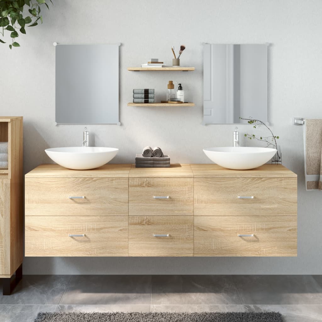 foto del prodotto set mobili da bagno 5 pz rovere in legno multistratocod mxl 116394